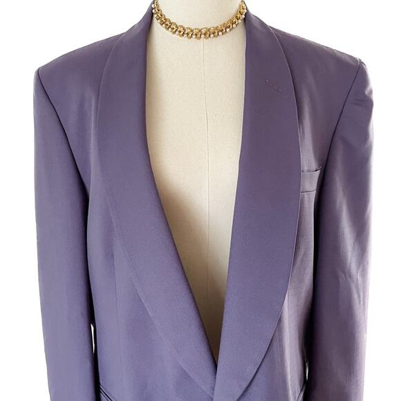 Vintage 70s purple shawl collar tuxedo formal evening jacket size 44R / XL - Picture 7 of 10